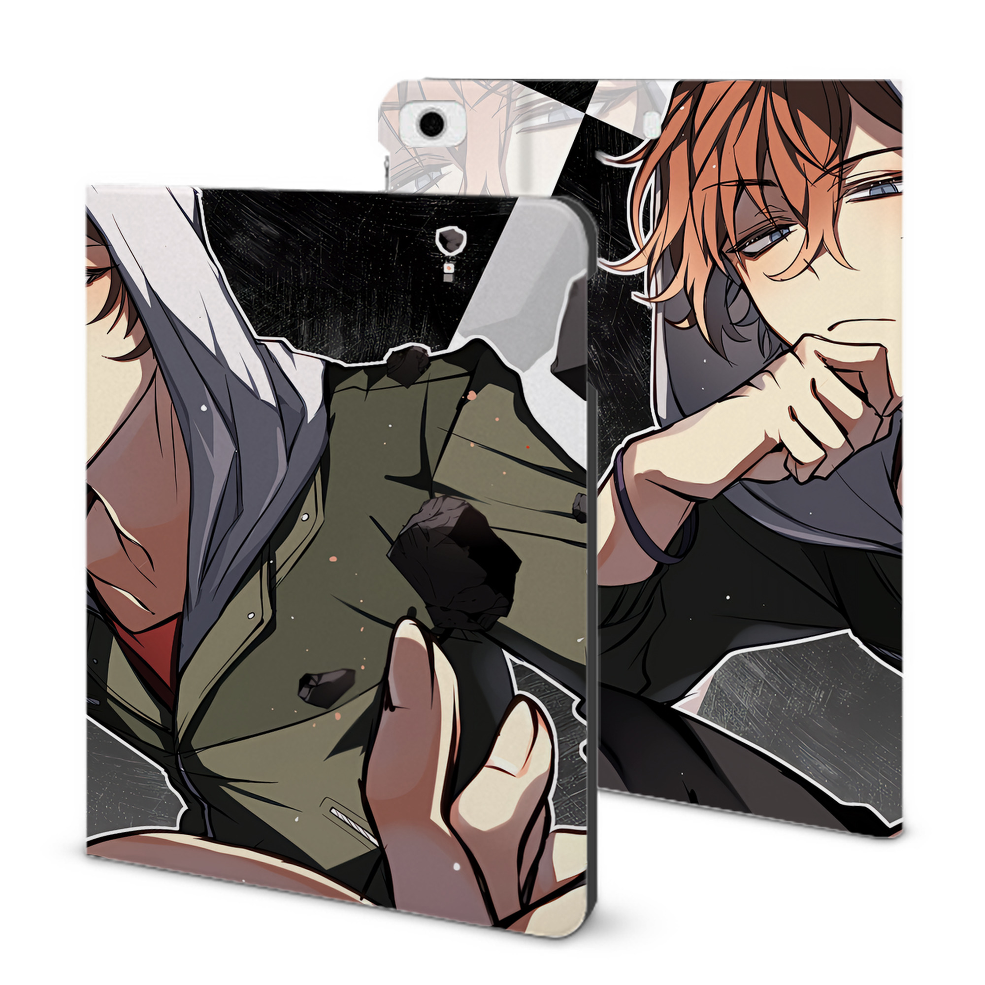 （画像用） 文豪ストレイドッグス Bungo Stray Dogs IPad ケース ブック型 PUレザー TPU 耐衝撃 軽量 薄型 ペン収納なし 全面保護 IPad 各モデル対応
